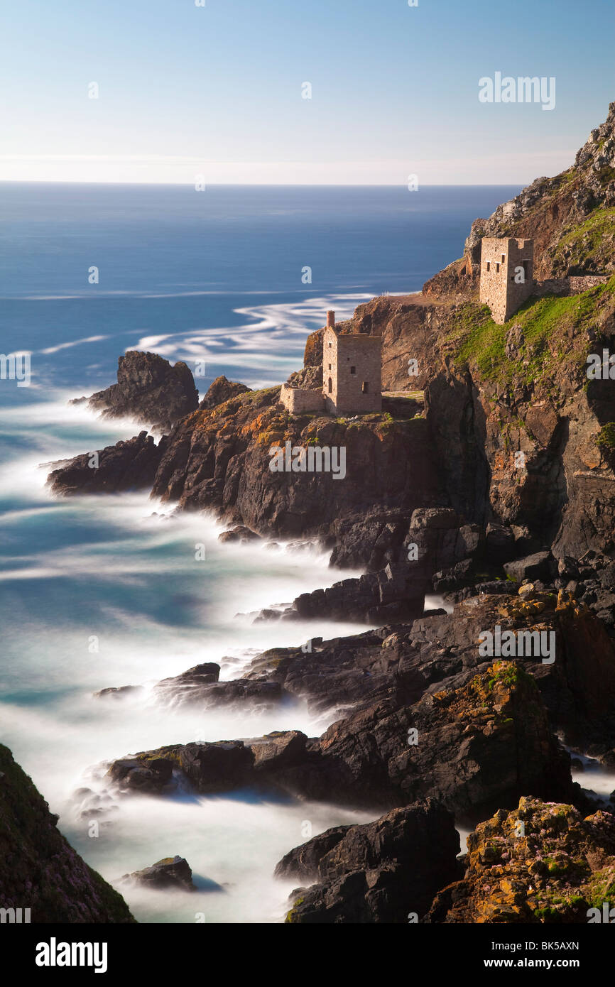 The remains of the Crown`s Shaft at Botallack Tin Mine, Cornwall, England, United Kingdom, Europe Stock Photo